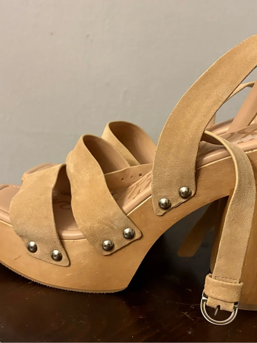 Sam Edelman Beige Suede Platform Sandals